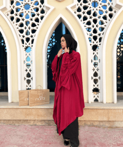 كارديجان بورغندي عميق منسدل بأكمام جرسية فضفاضة