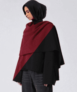 Stylish Cape Top for Women – Burgundy & Black
